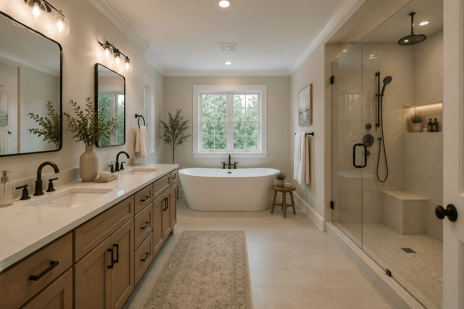 Primary bathroom remodel with updated fixtures