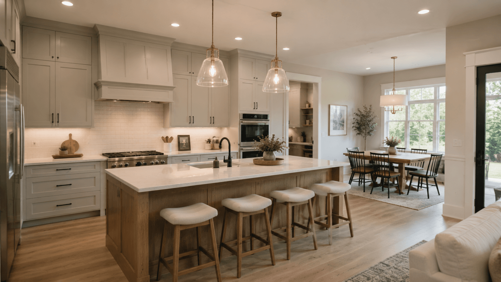 Open kitchen design in a residential home