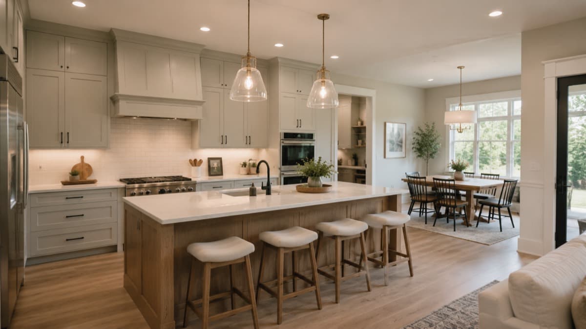 Open kitchen design in a residential home