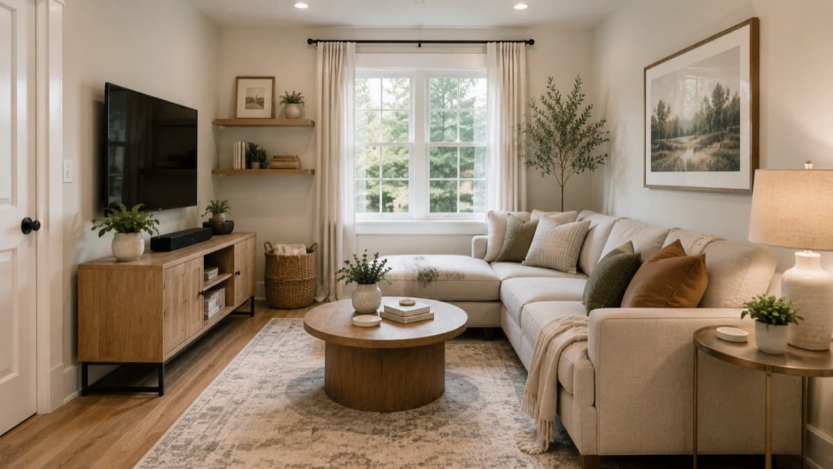 Residential living room flooring and interior update