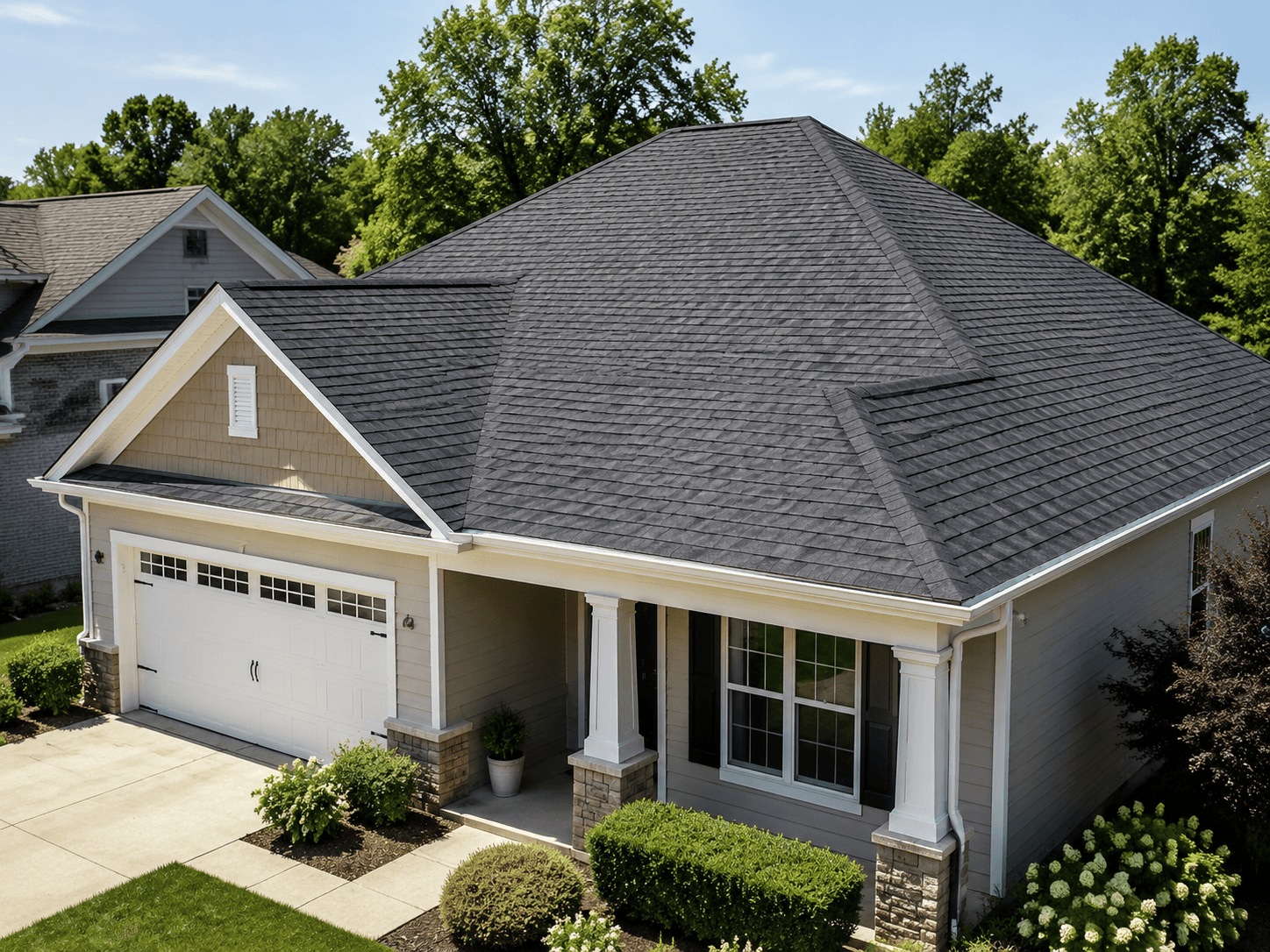 Residential home exterior during a home improvement project