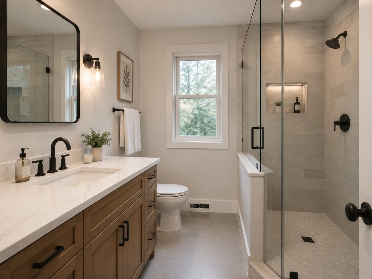 Bathroom Remodel Planning Image 1 Residential bathroom remodel image for renovation planning and cost research 1