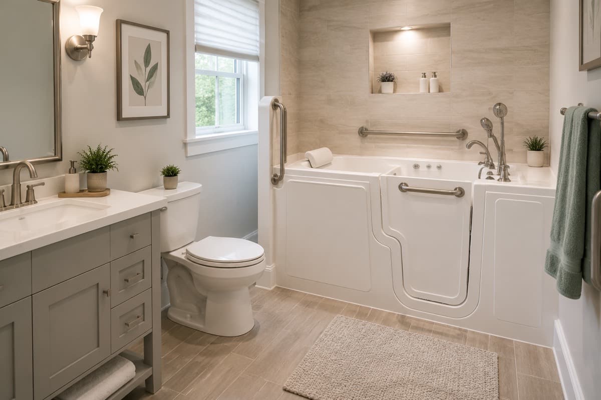 Walk-In Tub Safety Planning Image 3 Accessible bathroom image for walk-in tub and senior bathroom safety planning 3